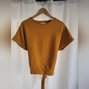 Women's Mustard Wrap Terrycloth Top, size S